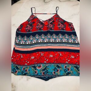 Maurice’s floral silk  Strappy Top size large